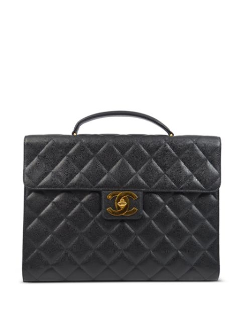 HOT SALE CHANEL 1995 CC turn-lock briefcase Women