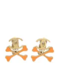 CHANEL Pre-Owned 2003 bones CC-logo clip-on earrings - Gold