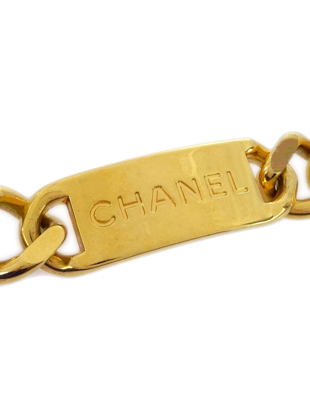 Pre-owned Chanel Logo标牌徽章链式腰带（1994年典藏款） In Gold