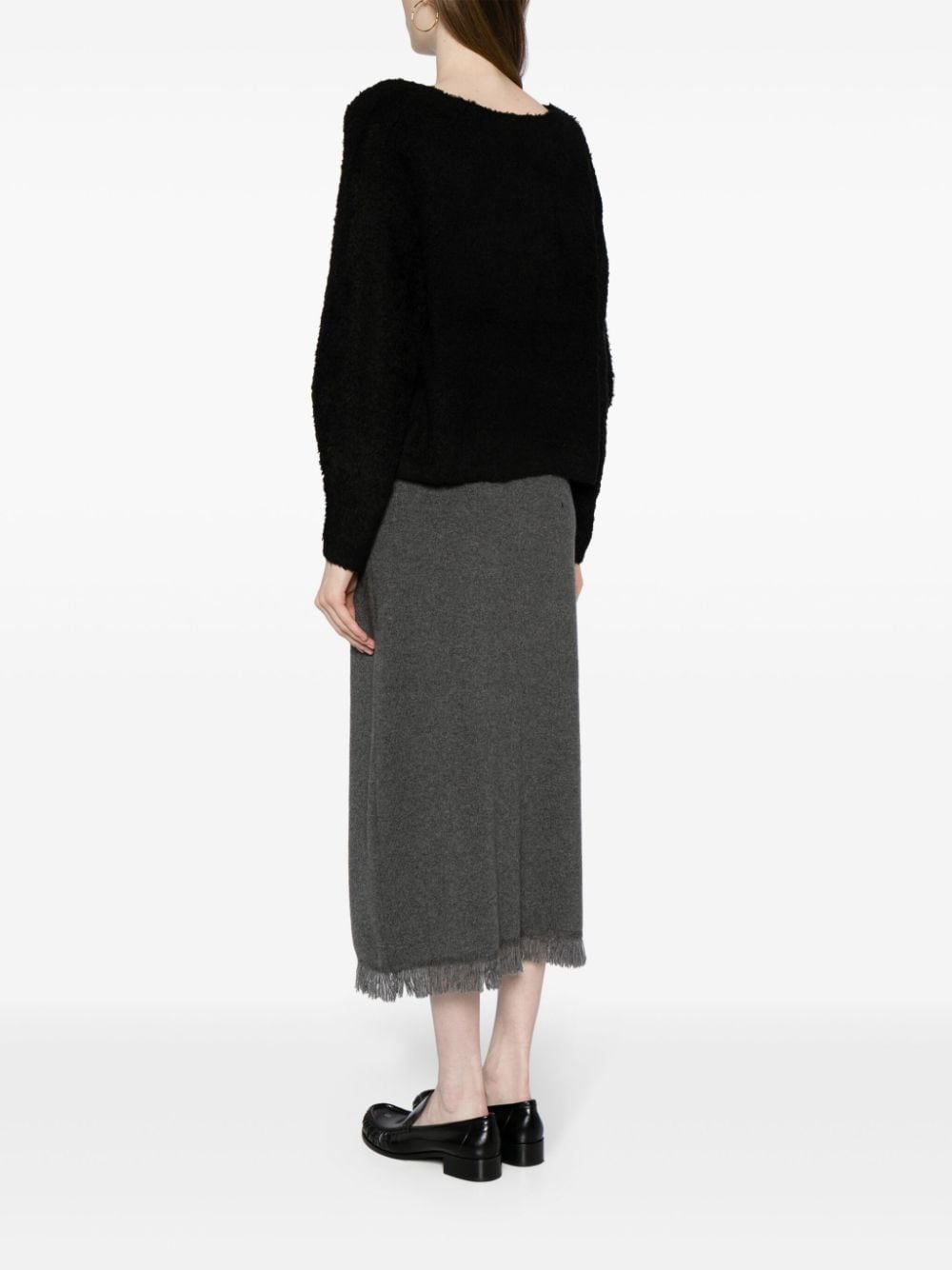 Shop B+ab Bouclé-construction Knitted Skirt Set In Black