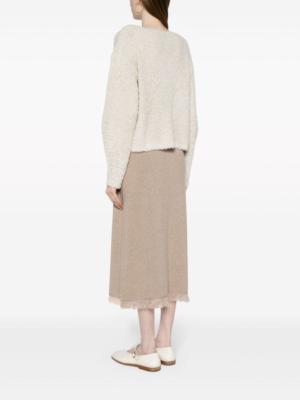 Shop B+ab Bouclé-construction Knitted Skirt Set In Neutrals