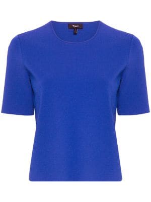 Theory T Shirt Dress Womens Small Cinch Short Sleeve Pockets Blue Pima  Cotton