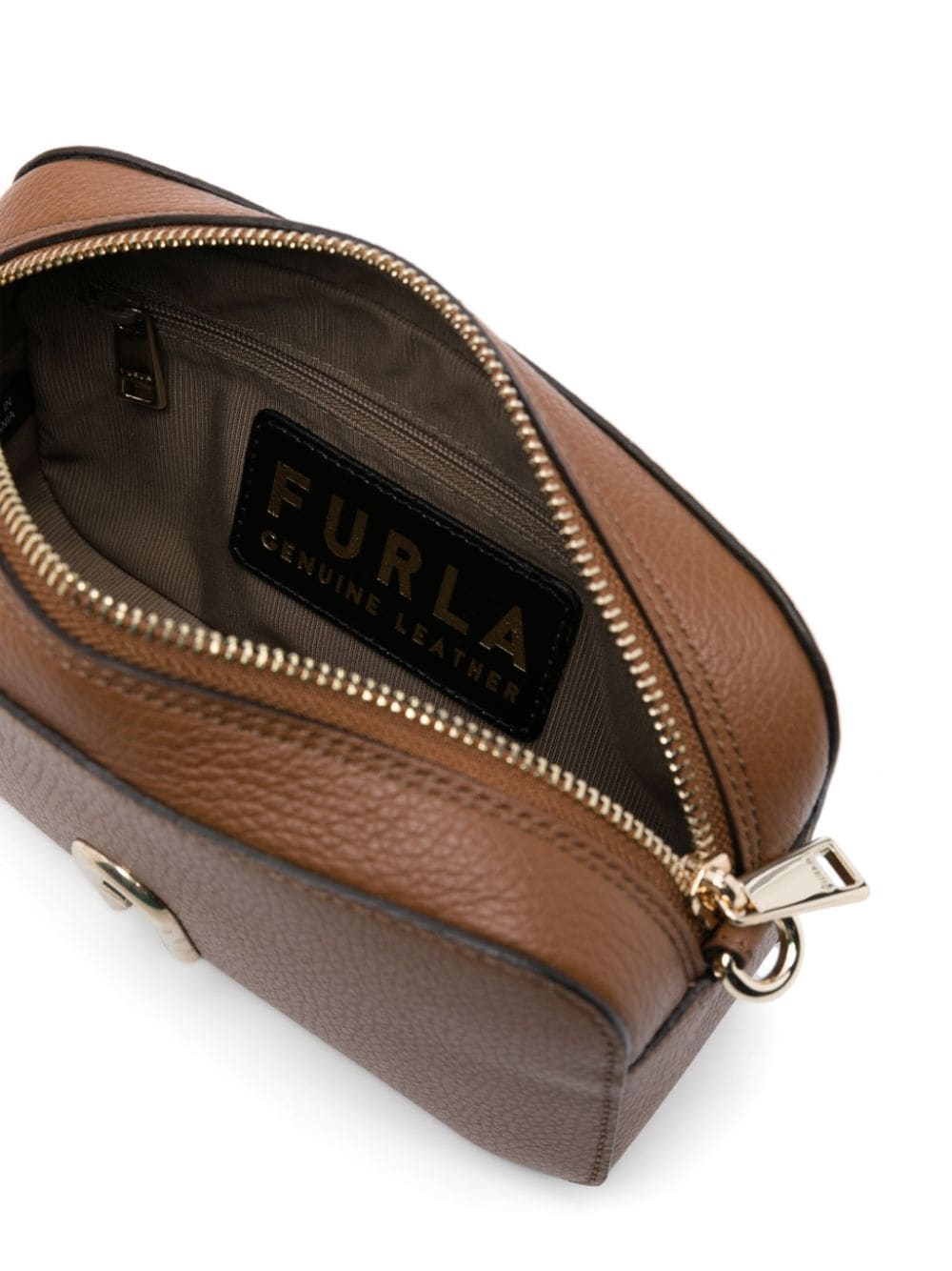 Shop Furla Primula Leather Cross Body Bag In 褐色