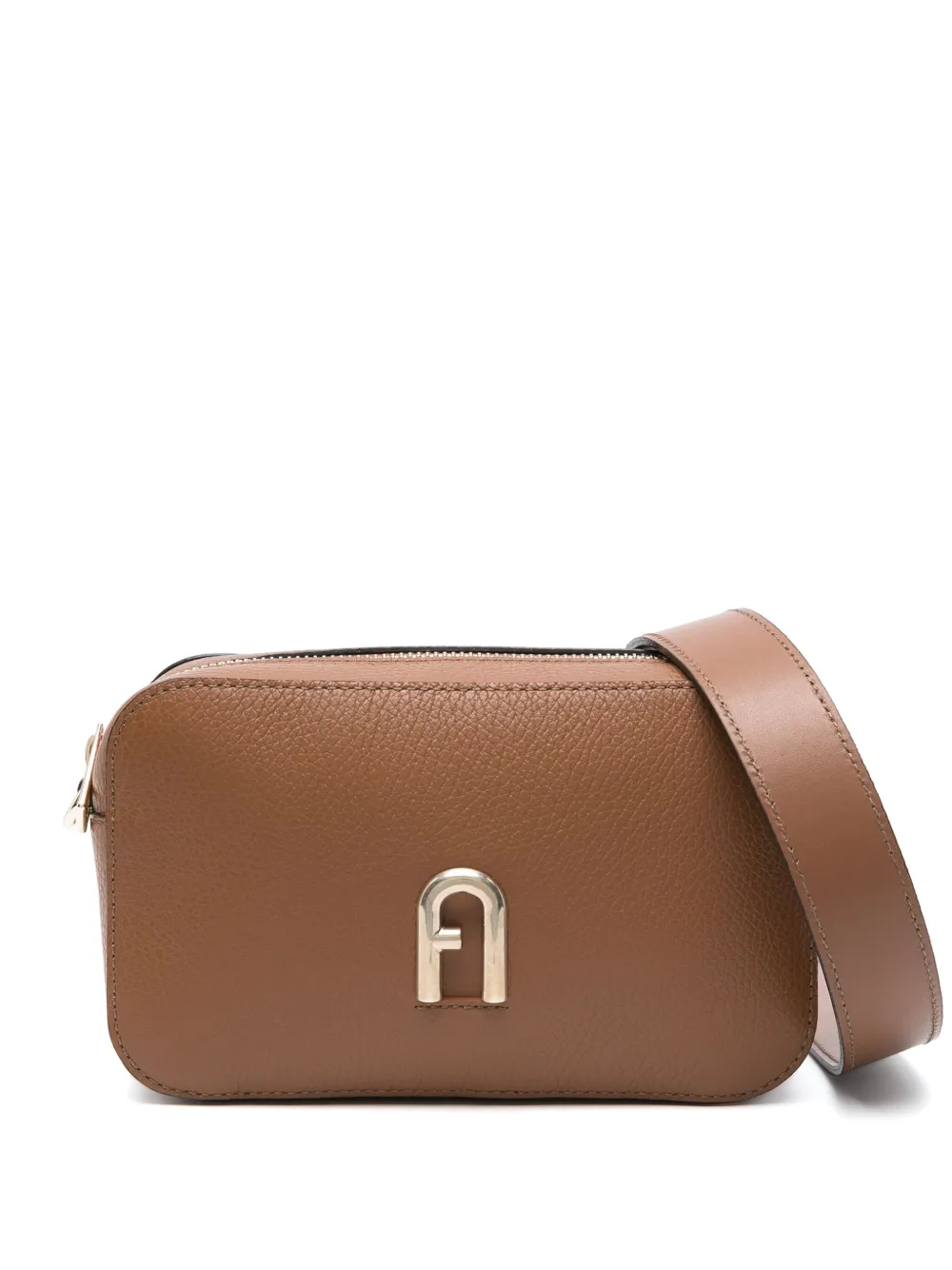 Shop Furla Primula Leather Cross Body Bag In 褐色