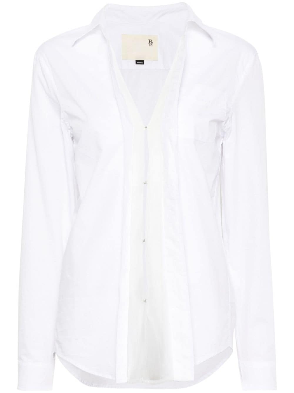 R13 semi-sheer detail shirt - Bianco