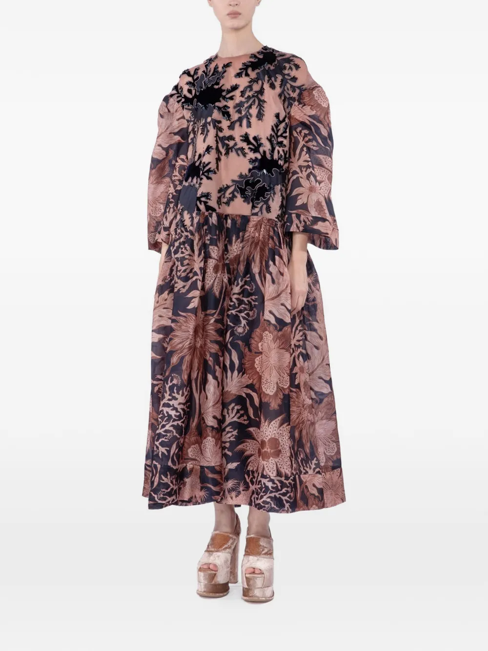 Biyan velvet embroidered maxi dress - Rosa