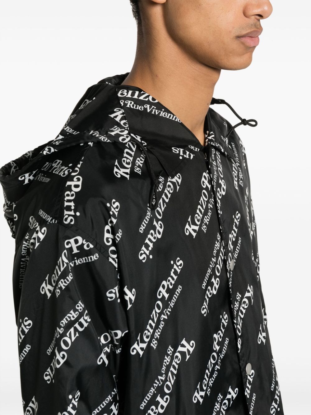 Shop Kenzo X Verdy Logo-print Hooded Windbreaker In Black