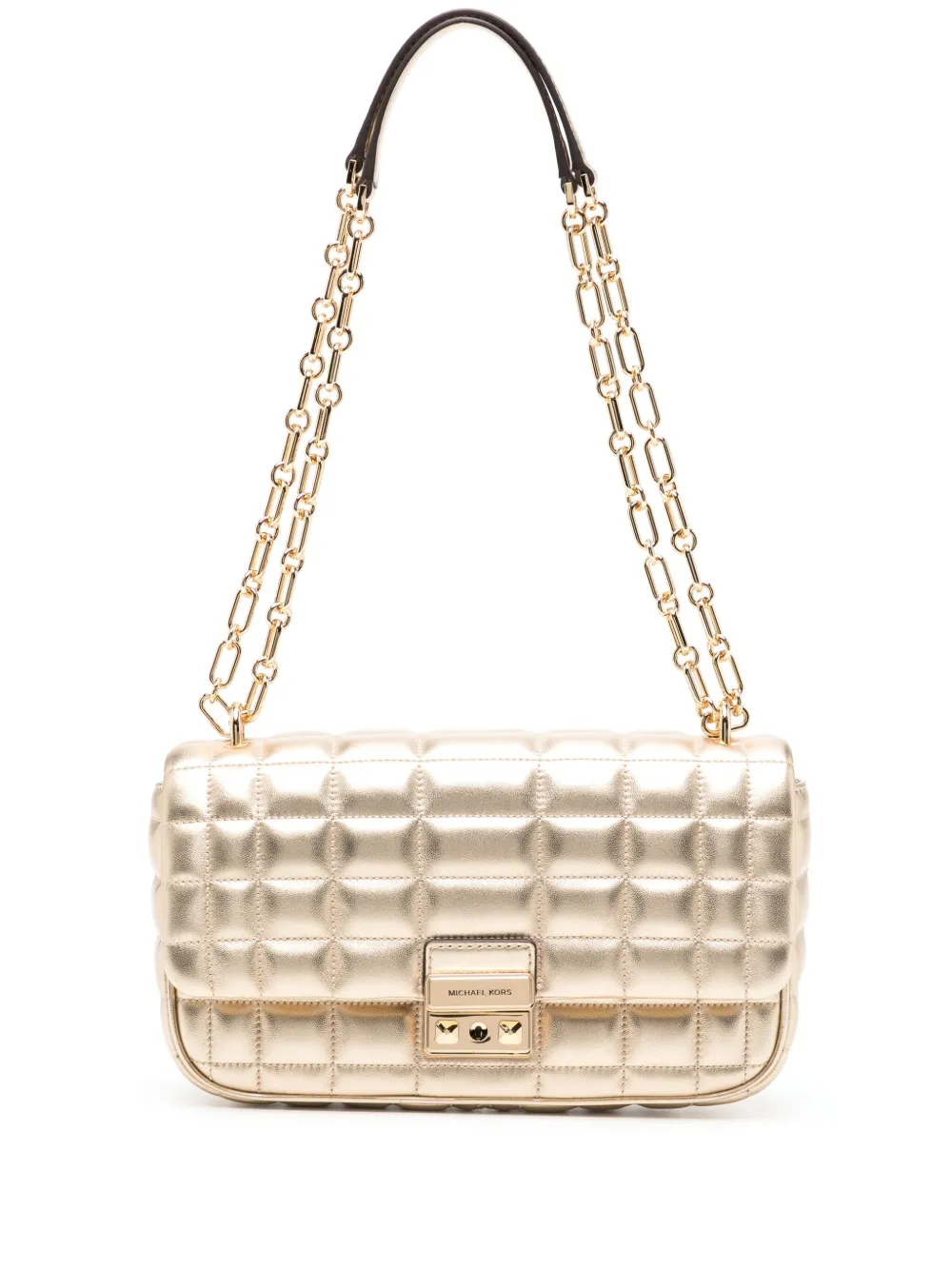 Michael Kors Large Tribeca Quilted Shoulder Bag In Gold