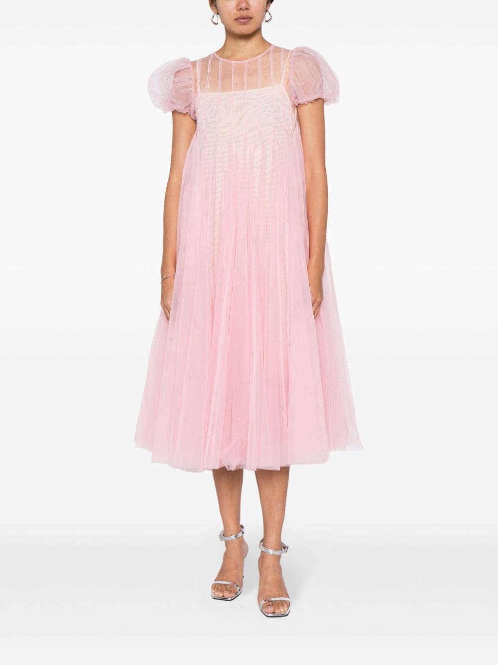 CAROLINE HU A-line tulle mini dress - Roze