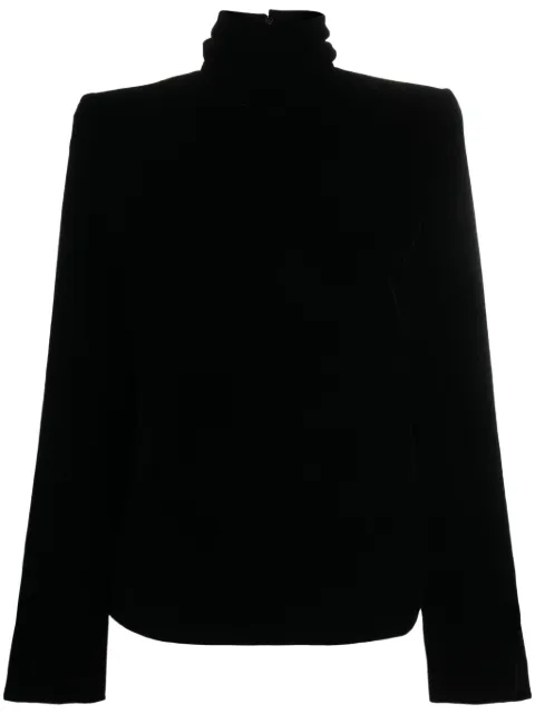 Saint Laurent high-neck velvet blouse