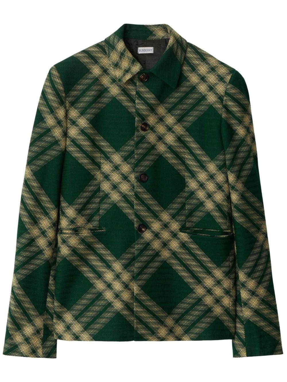Burberry Check-pattern Buttoned Blazer In Grün