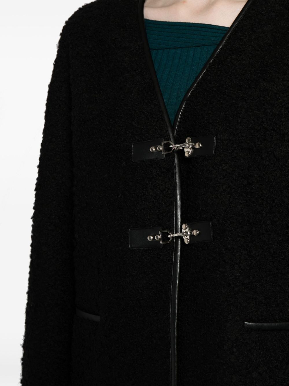 Shop B+ab V-neck Fleece Jacket In Black