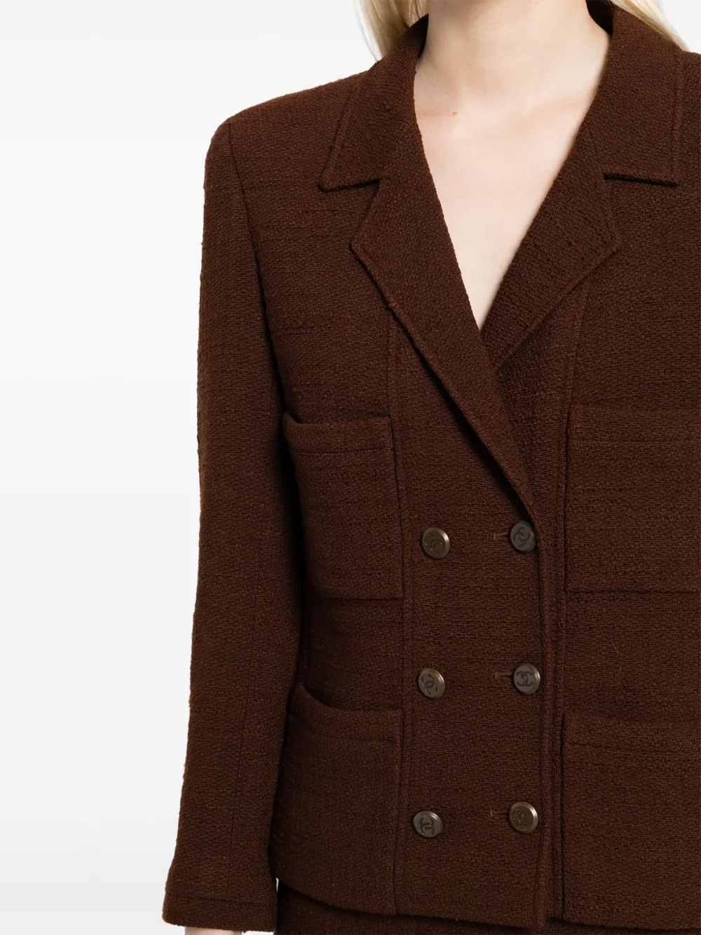 Pre-owned Chanel 1998 Double-breasted Skirt Suit In Brown