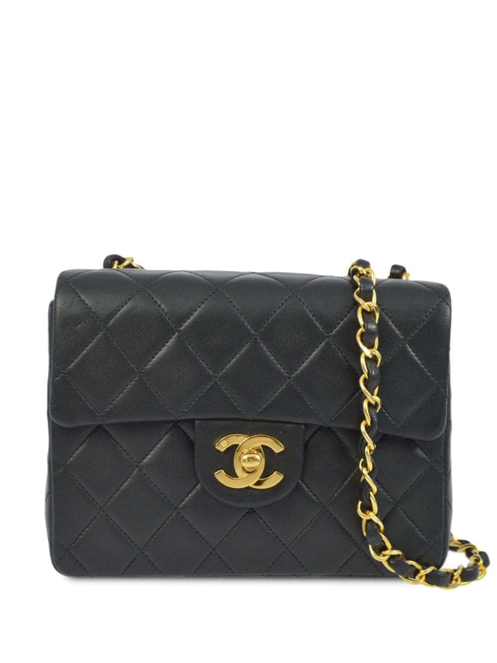 Pre-owned Chanel 1992 Mini Classic Flap Shoulder Bag In Black