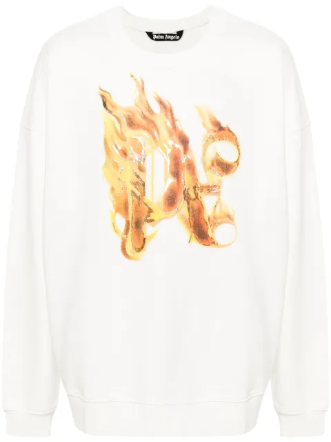 Palm Angels logo-flame print sweatshirt