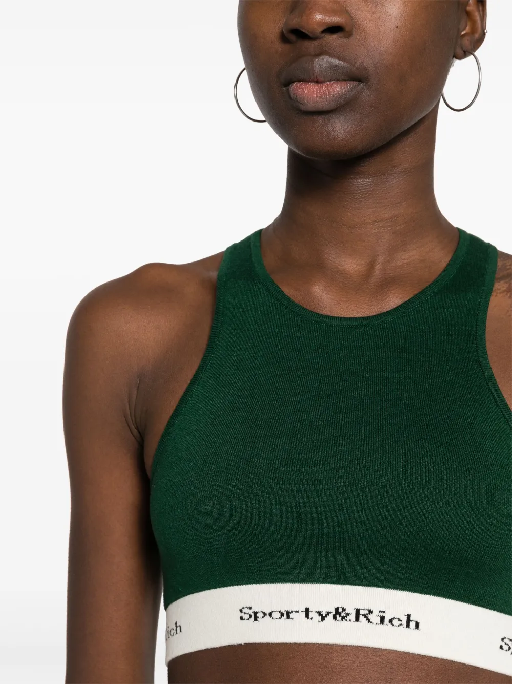 Sporty & Rich Top met logoband Groen