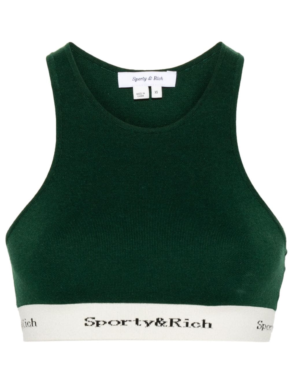 Sporty And Rich Logo-underband Racerback Top In Green