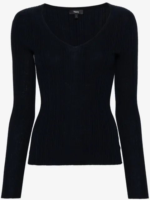 Theory V-neck rib knit top