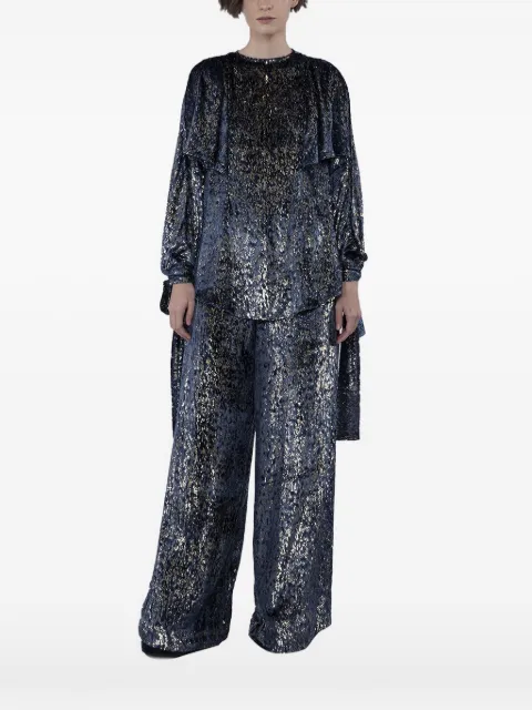 Biyan velvet cutout-sleeve blouse