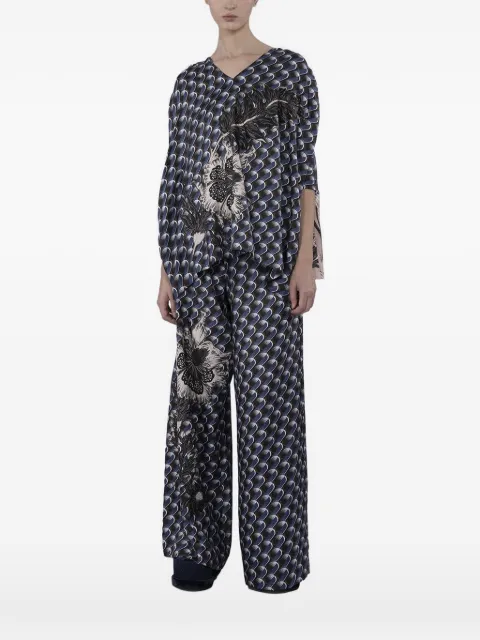 Biyan print-appliqué silk blouse