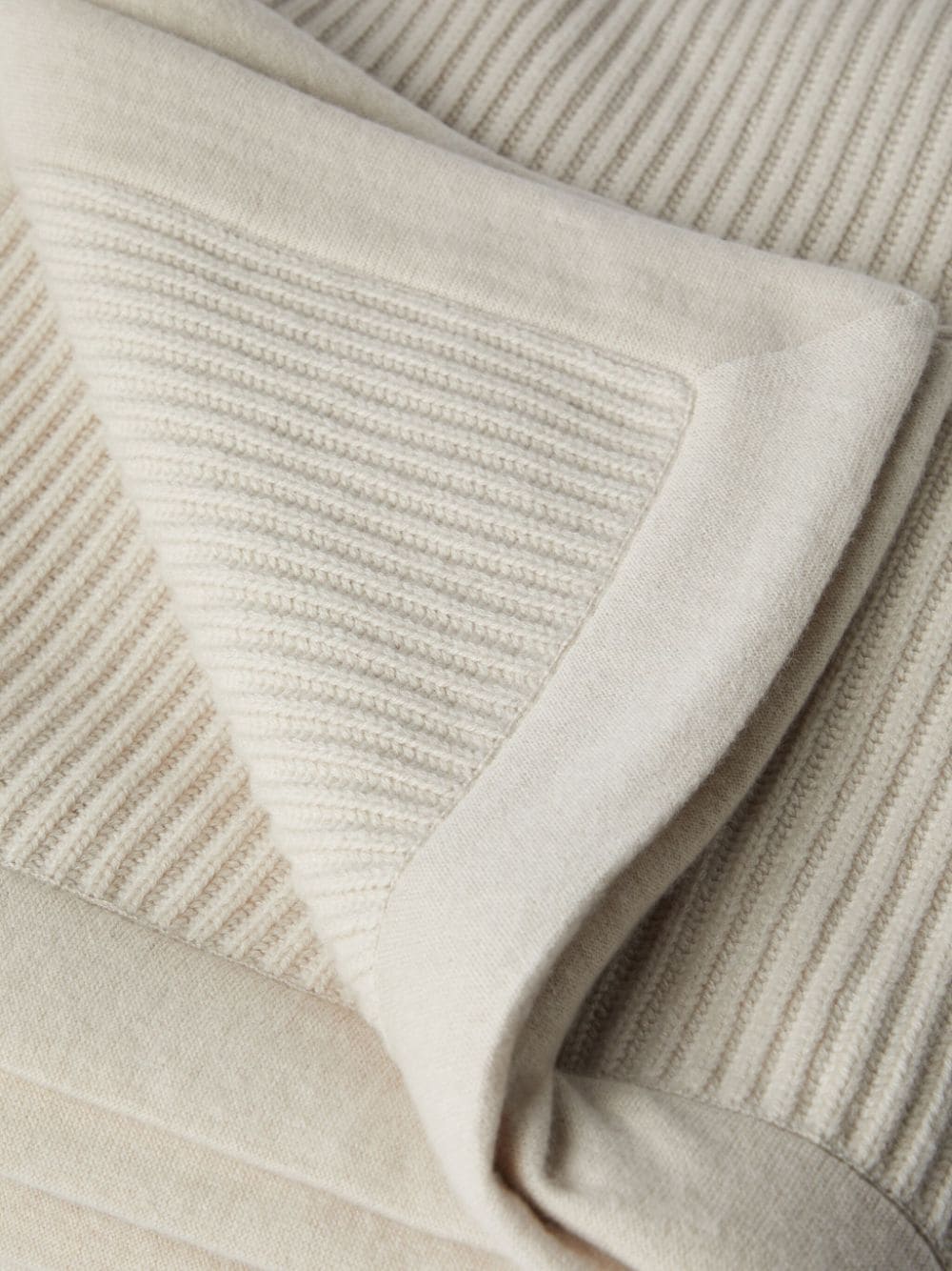 Shop Brunello Cucinelli Rib-knit Cashmere Blanket In Neutrals