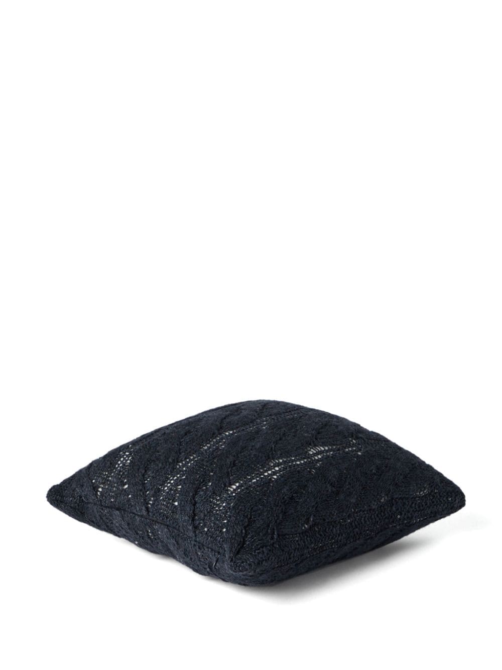 Shop Brunello Cucinelli Sequin-embellished Cable-knit Cushion In Grey