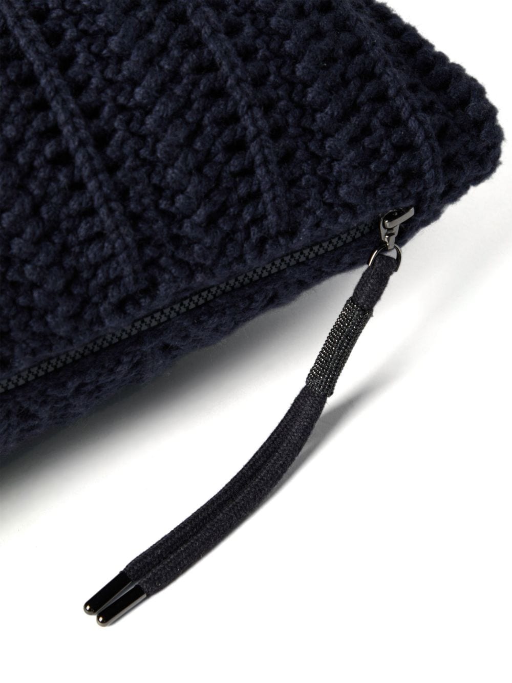 Shop Brunello Cucinelli Crochet-knit Cashmere Cushion In Blue