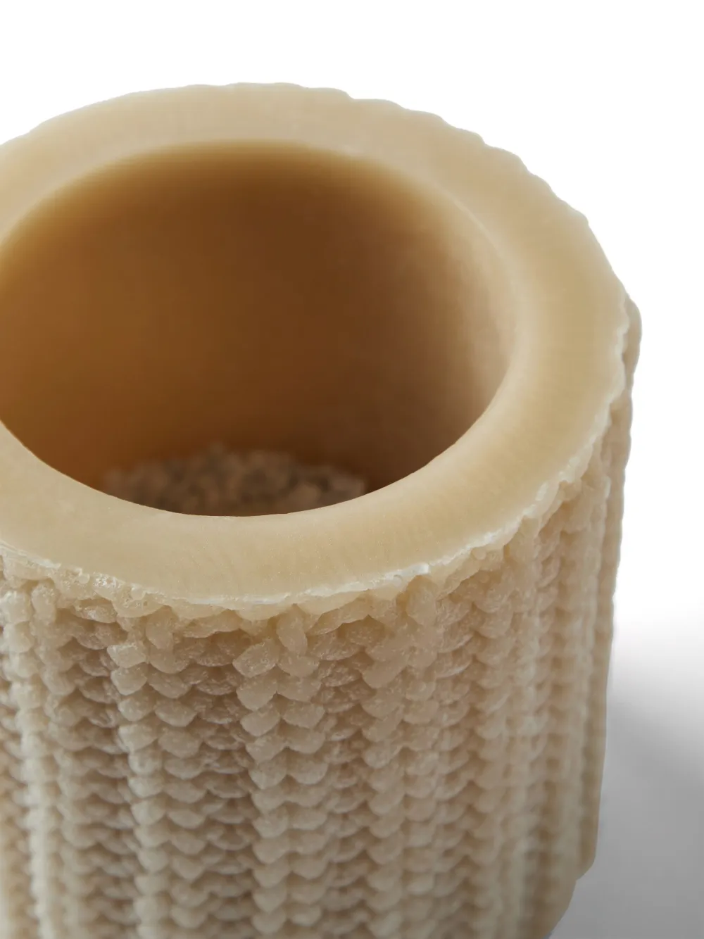 Shop Brunello Cucinelli Knit-texture Lantern Candle In Neutrals