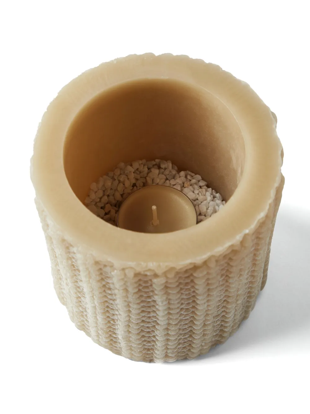 Shop Brunello Cucinelli Knit-texture Lantern Candle In Neutrals