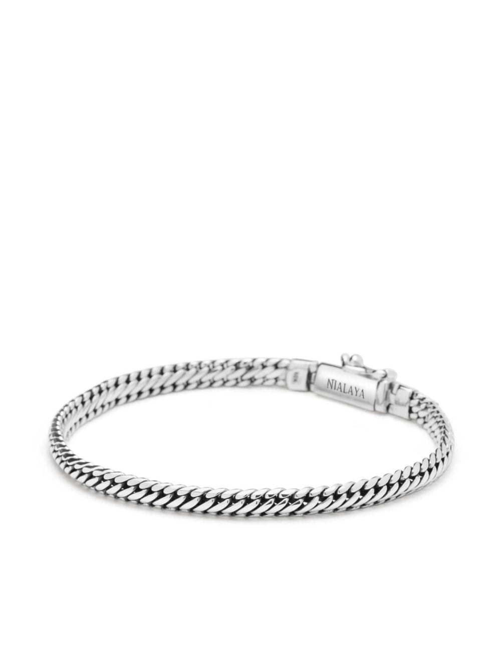 Nialaya Jewelry logo-engraved chain bracelet - Argento