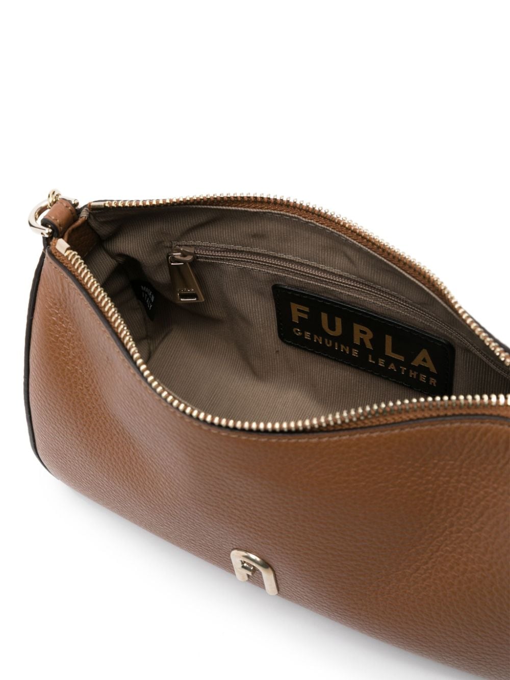 Shop Furla Primula Leather Shoulder Bag In Brown