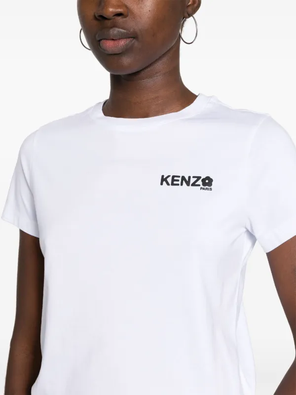 Kenzo logo print Cotton T Shirt Women Cotton M White