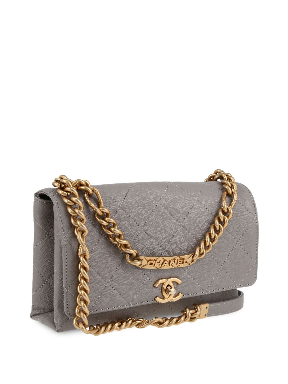 Pre-owned Chanel 2010 Diamond-quilted Shoulder Bag In Grey