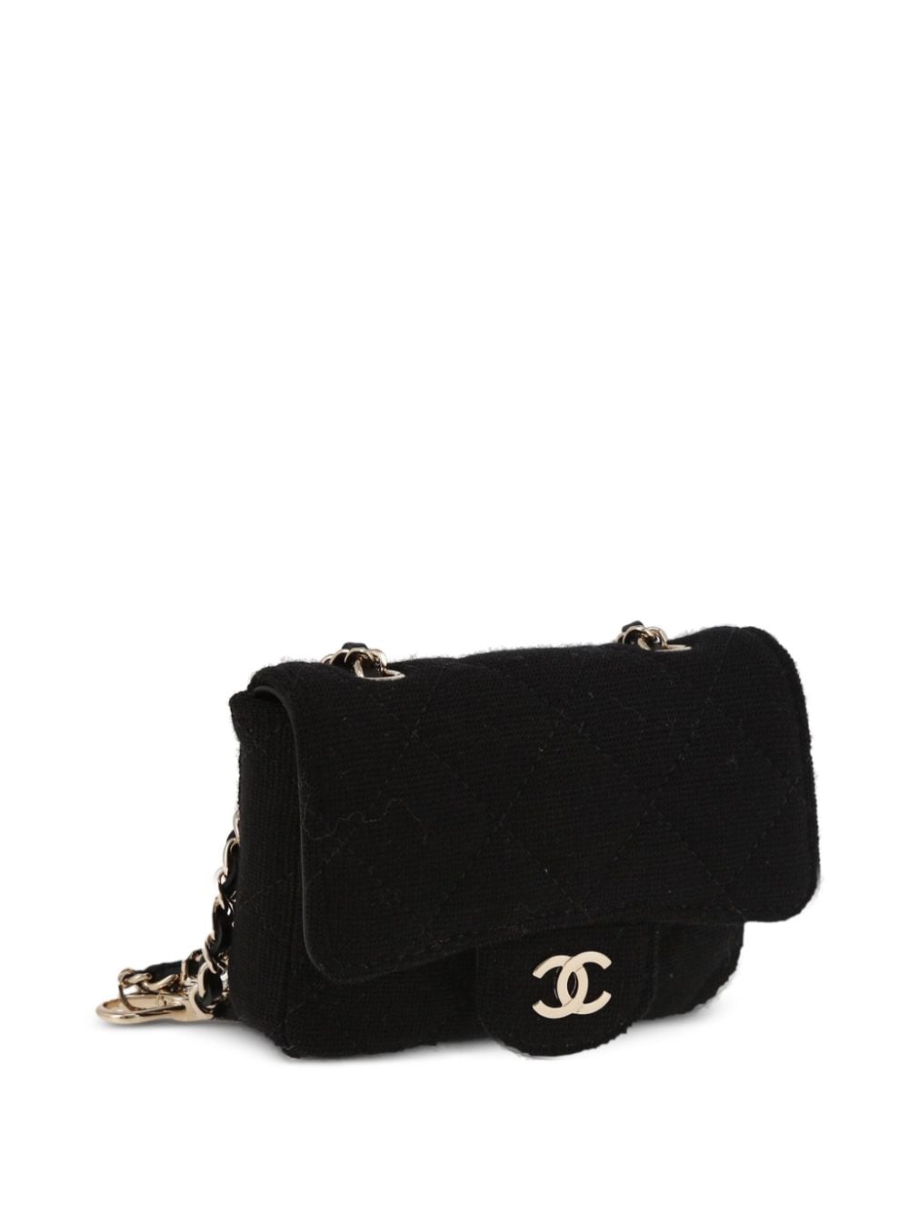 Pre-owned Chanel Pochette 粗花呢腰包（2021年典藏款） In Black