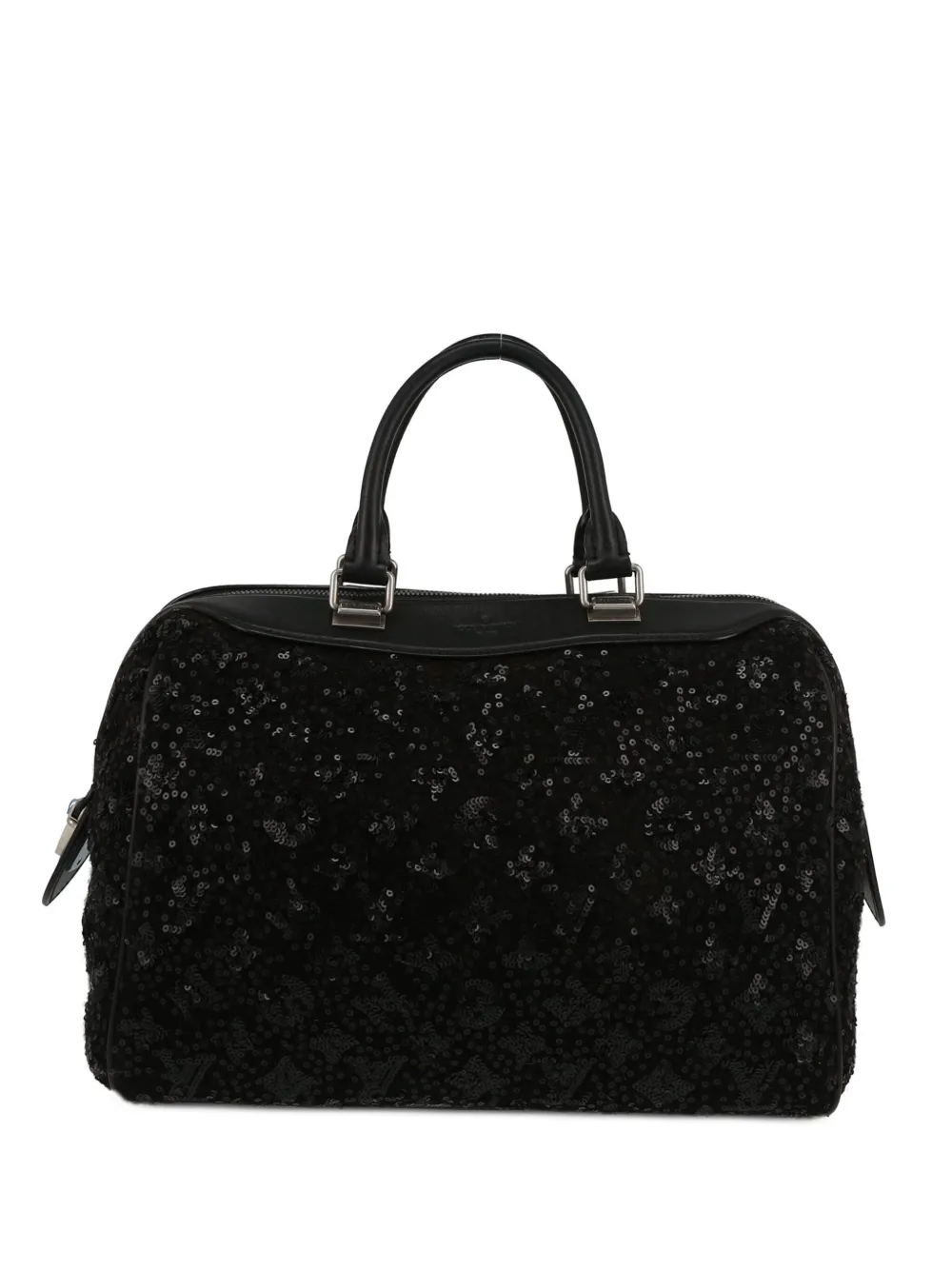 Pre-owned Louis Vuitton  Speedy Sequin Handbag In Black