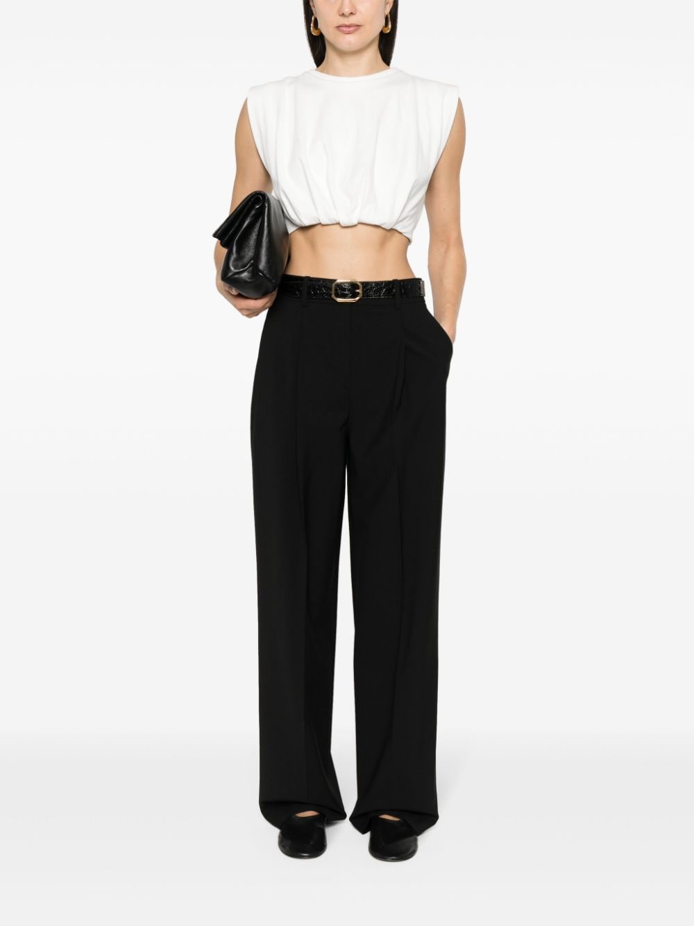 Shop Theory Pressed-crease Trousers In Black