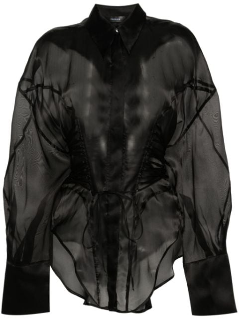 Mugler lace-up detailing silk shirt