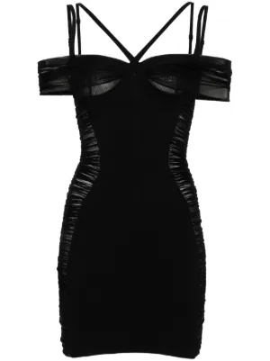 Mugler ruched tulle dress new arrivals