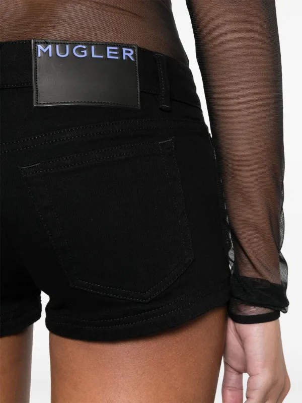 Mugler low rise Denim Mini Shorts Black FARFETCH SG