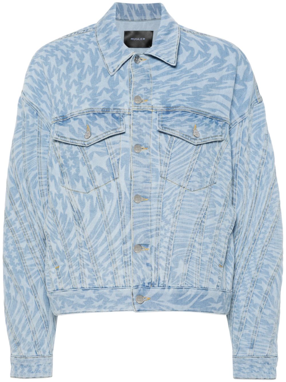 MUGLER STAR-PRINT DENIM JACKET