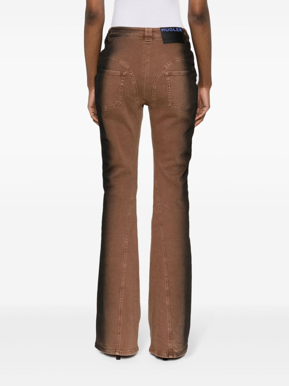 Shop Mugler Mid-rise Flared Jeans In Brown