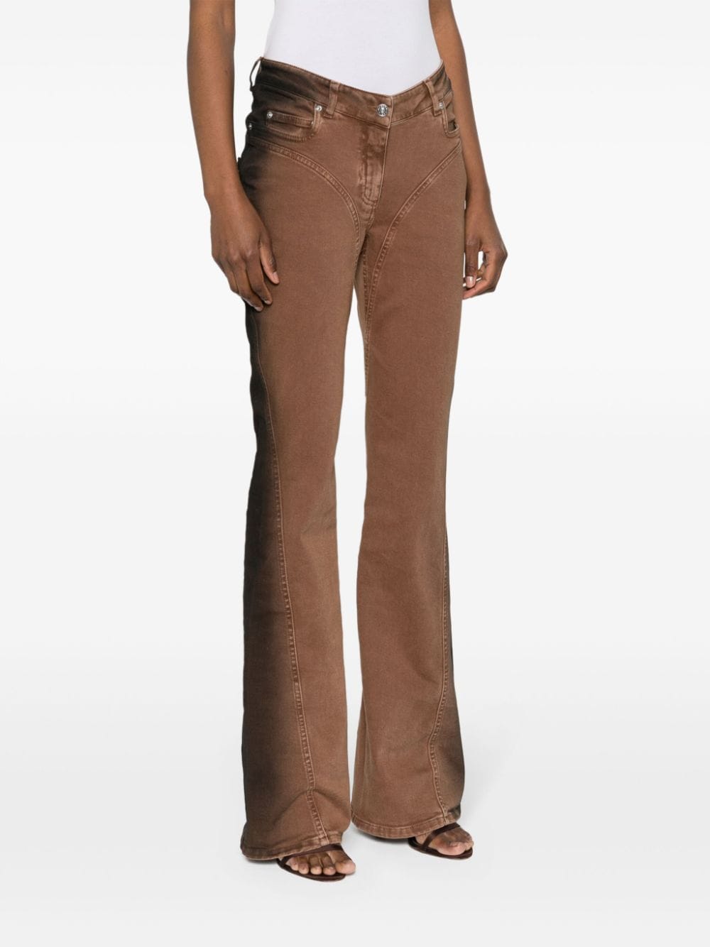 Shop Mugler Mid-rise Flared Jeans In Brown