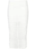 Mugler mesh ruched midi skirt - White