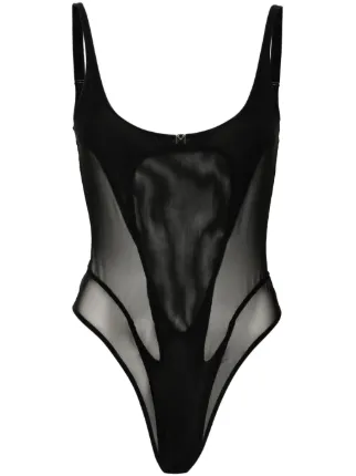 【関税込み】Mugler ブラック ジッパー ボディスーツ Mugler ボディスーツ - Black | FWRD