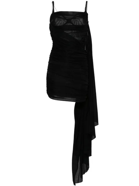 Mugler vestido corto con diseño drapeado y abertura en la espalda