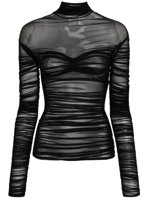 Mugler توب شبك بكشكشة