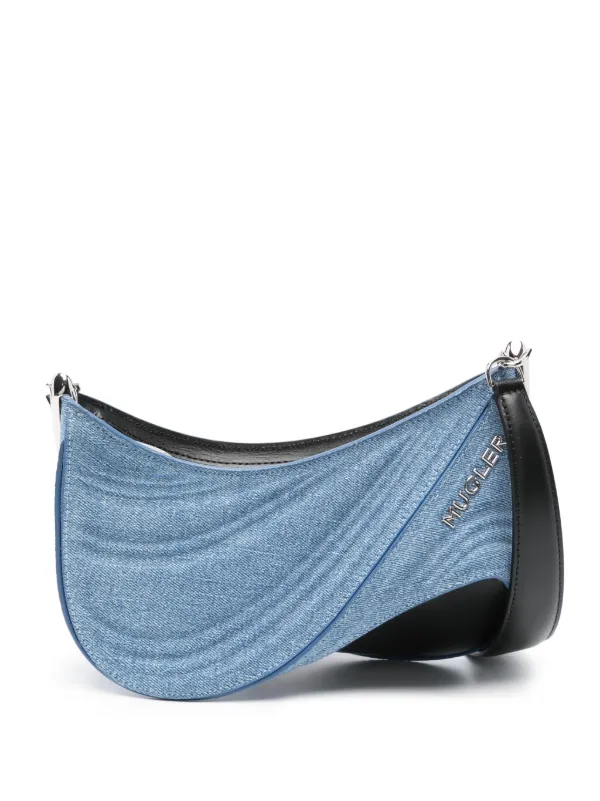 Mugler Small Spiral Curve 01 Crossbody Bag in Blue