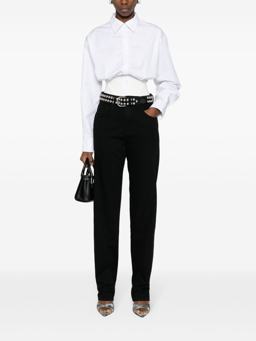 Shop Mugler Poplin Body Shirt In White