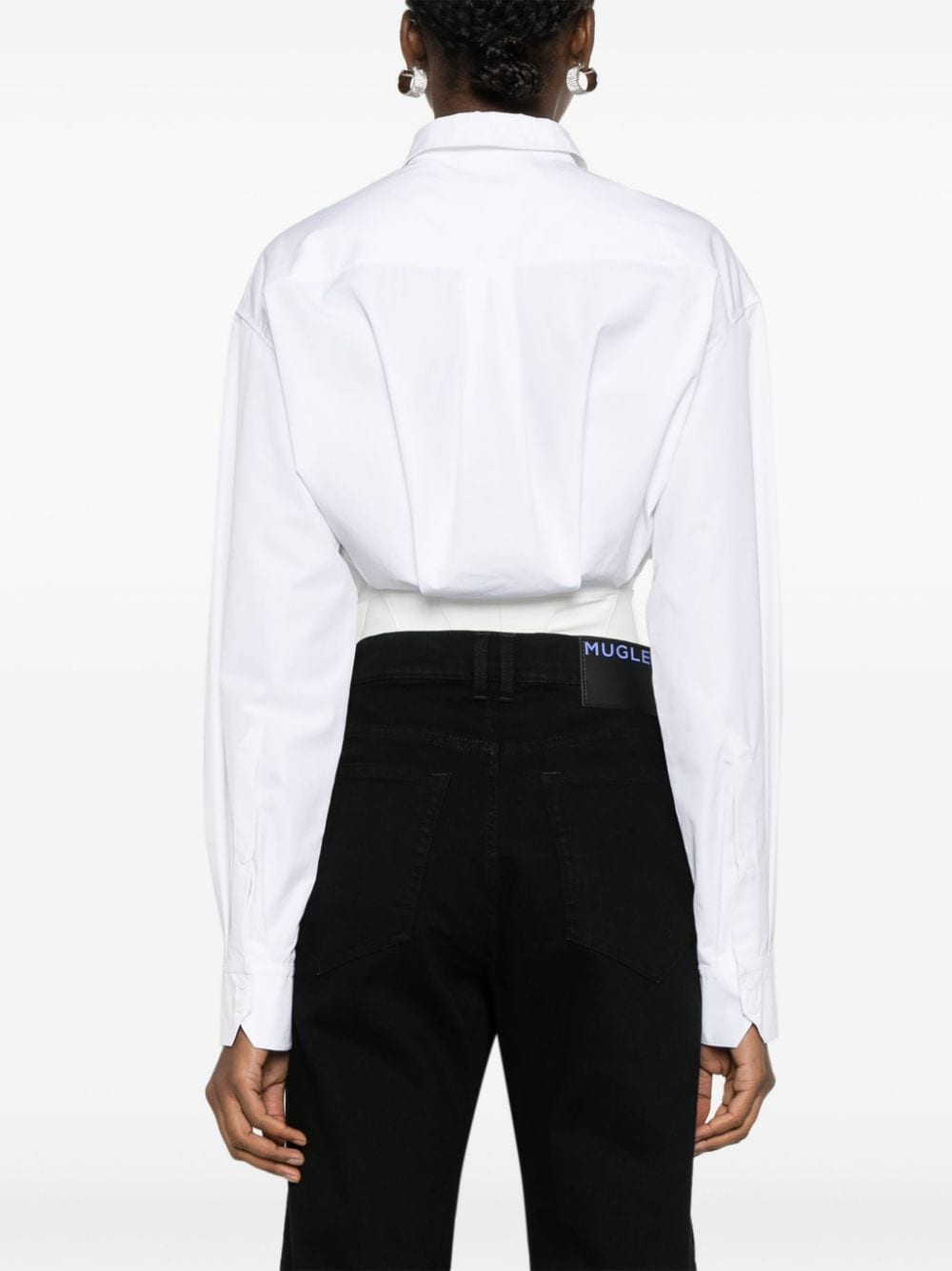 Shop Mugler Poplin Body Shirt In White