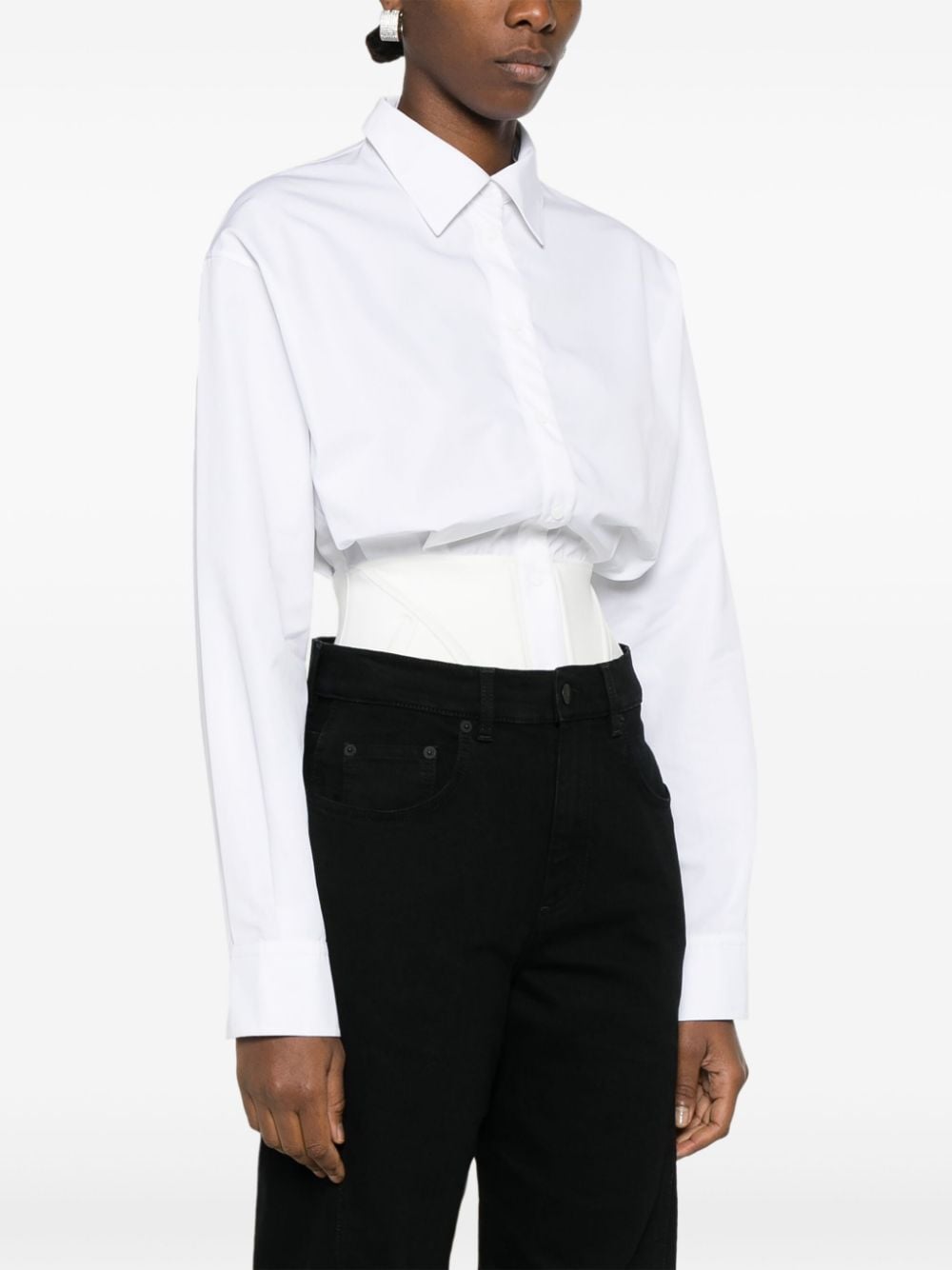 Shop Mugler Poplin Body Shirt In White